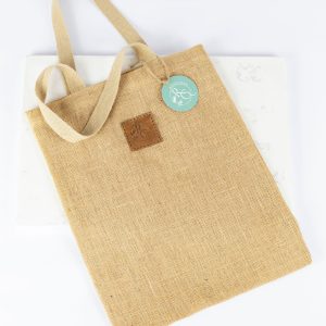 Jute Tote Bag with genuine leather detail