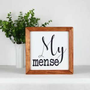 Farmhouse Style Wooden Sign – Framed Home Décor 20 x 20 cm "My Mense"