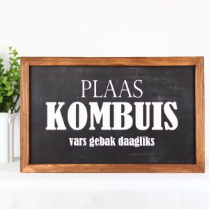 Farmhouse Style Wooden Sign – Framed Home Décor 25 x 40 cm "Plaas Kombuis"