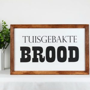 Farmhouse Style Wooden Sign – Framed Home Décor 25 x 40 cm "Tuisgebakte brood"